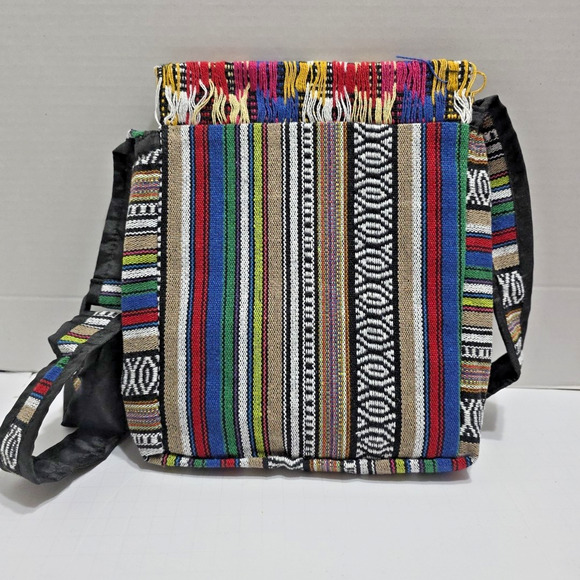 NWT Boho Festival Crossbody Purse Multicolor Woven Fabric Embroidered Eye Nepal - Picture 2 of 7